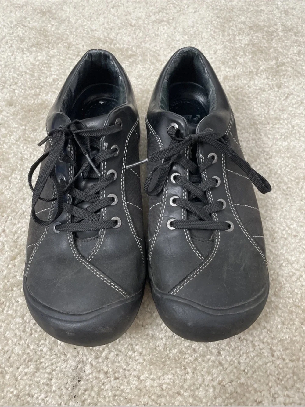Keen PRESIDIO Black Leather Lace Up Hiking Shoes Women's 10 Outdoor Gorpcore